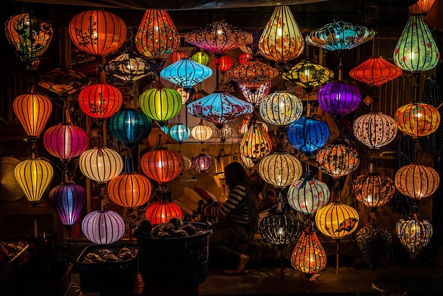 Vietnam, Hoi An, Market, Lamps