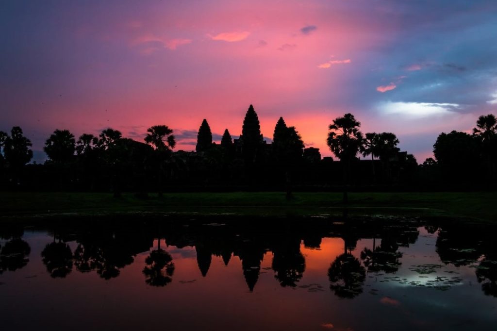 Angkor Wat Temple silhouette, Siem Reap, Cambodia