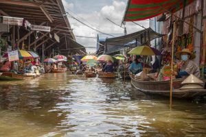 Vibrant floating market, Bangkok, Thailand