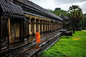 Siem Reap, Cambodia, Monk walking, Temples, Culture