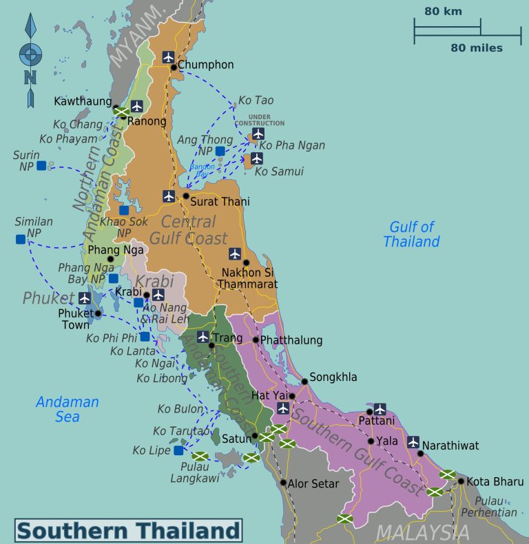 Map of Southern Thailand